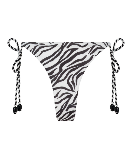 Slip de Bikini Cheeky Tanga Doha Zebra, Blanc