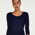 Top LS Rib R-neck, Bleu
