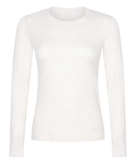 Haut à manches longues en coton doux, Beige