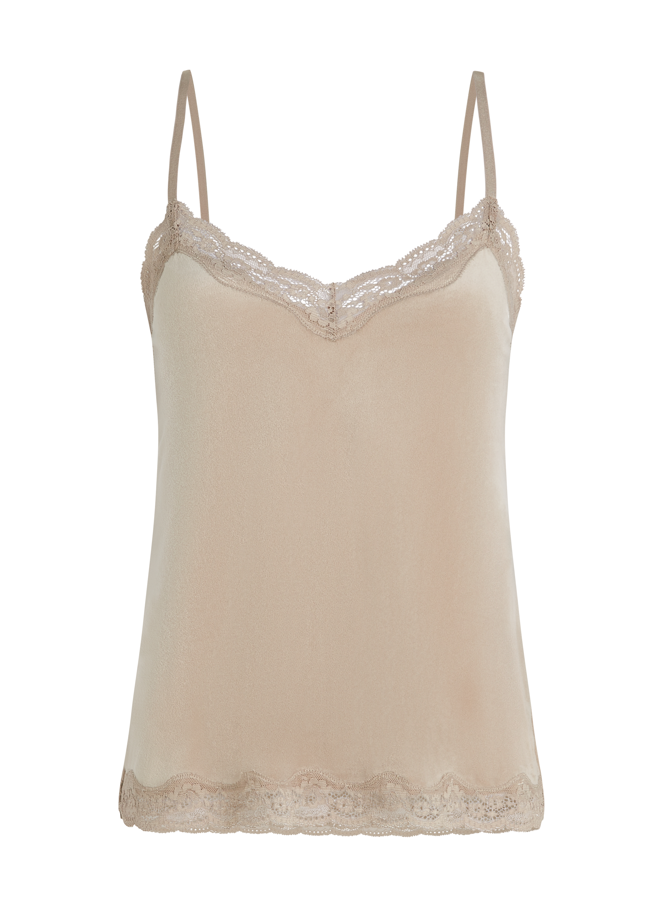 Camisole velours Dentelle, Beige, main