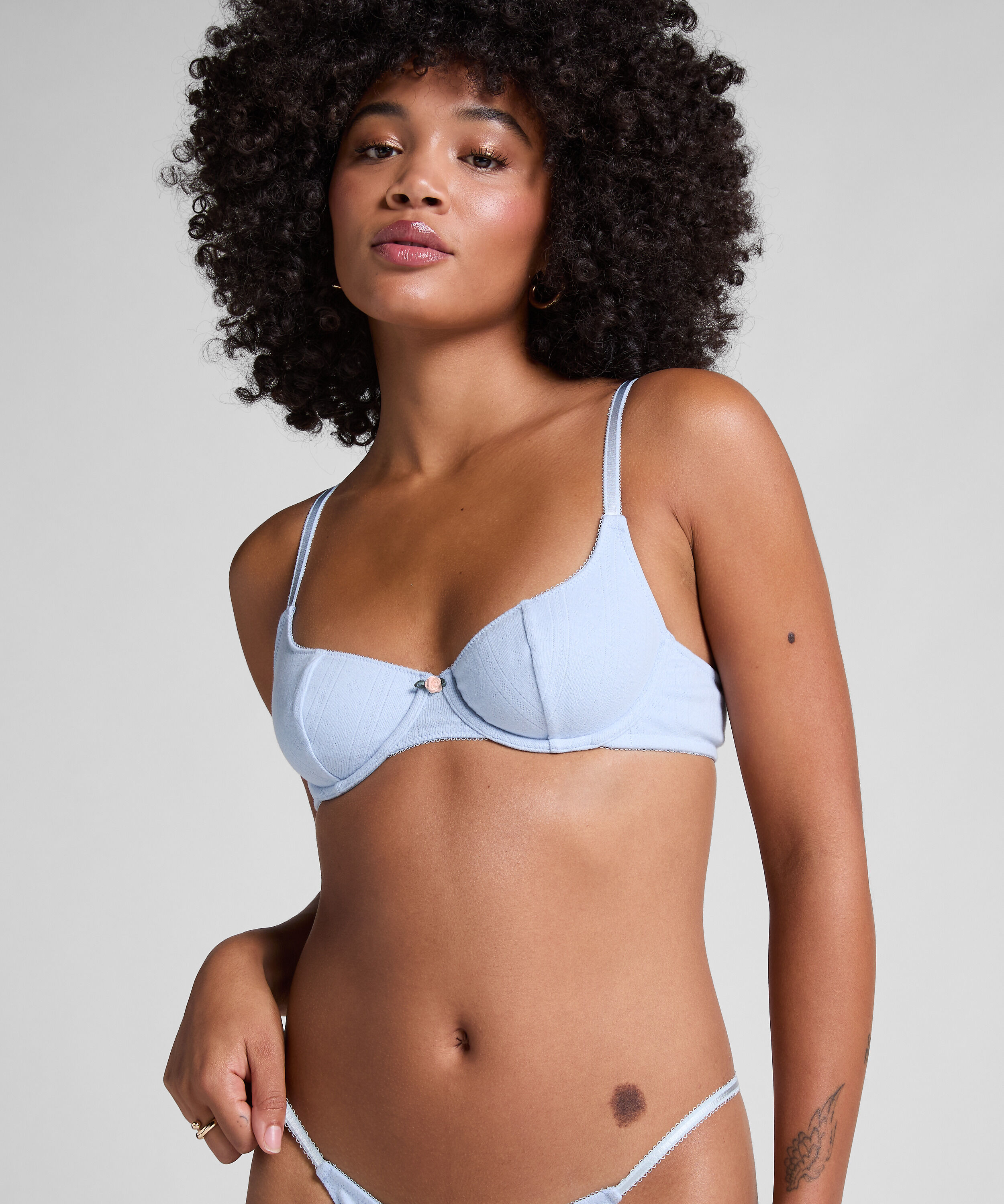 Soutien-gorge à armatures non-rembourré Pointelle, Bleu Soutien-gorge à armatures non-rembourré Pointelle, Bleu