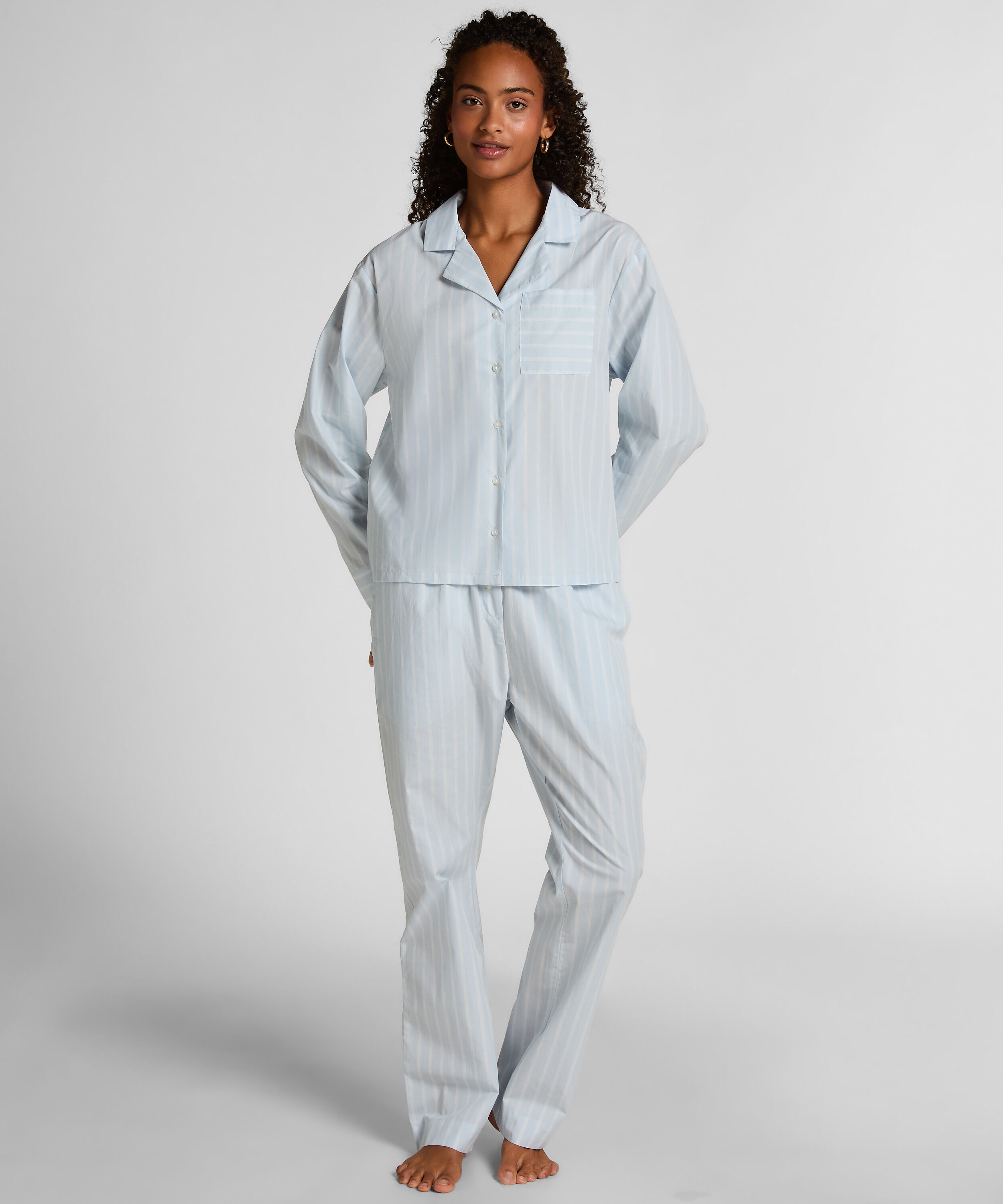 Pantalon en coton tissé à rayures