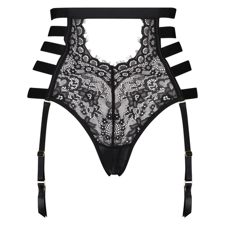 Slip brésilien ouvert taille haute Honey, Noir