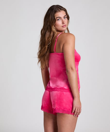 Camisole velours Dentelle, Rose