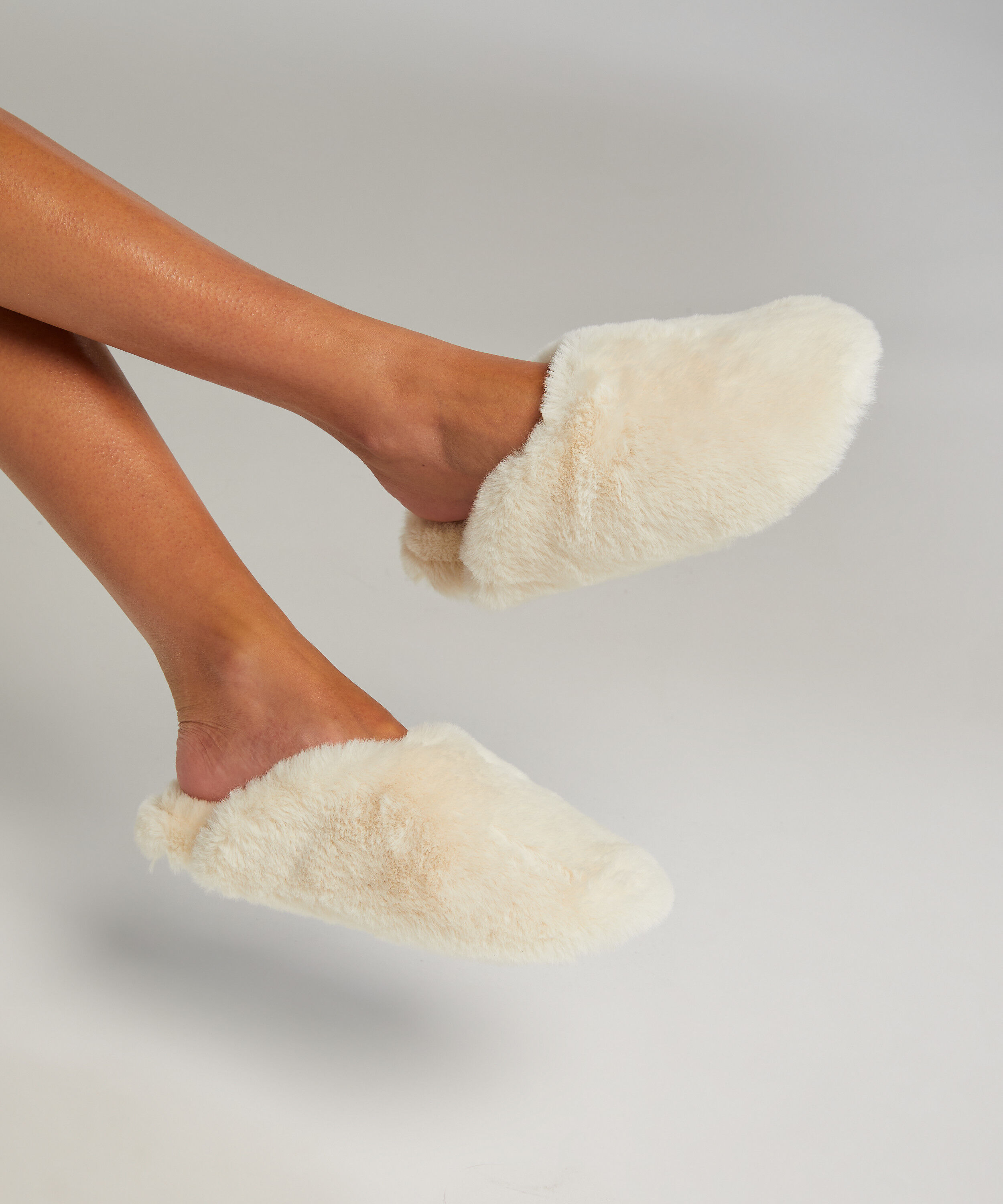Pantoufles mules Teddy, Blanc