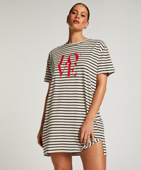 Chemise de nuit col rond, Noir