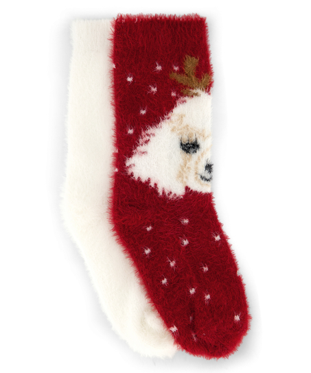 Lot de 2 Paires de Chaussettes Cosy, Rouge