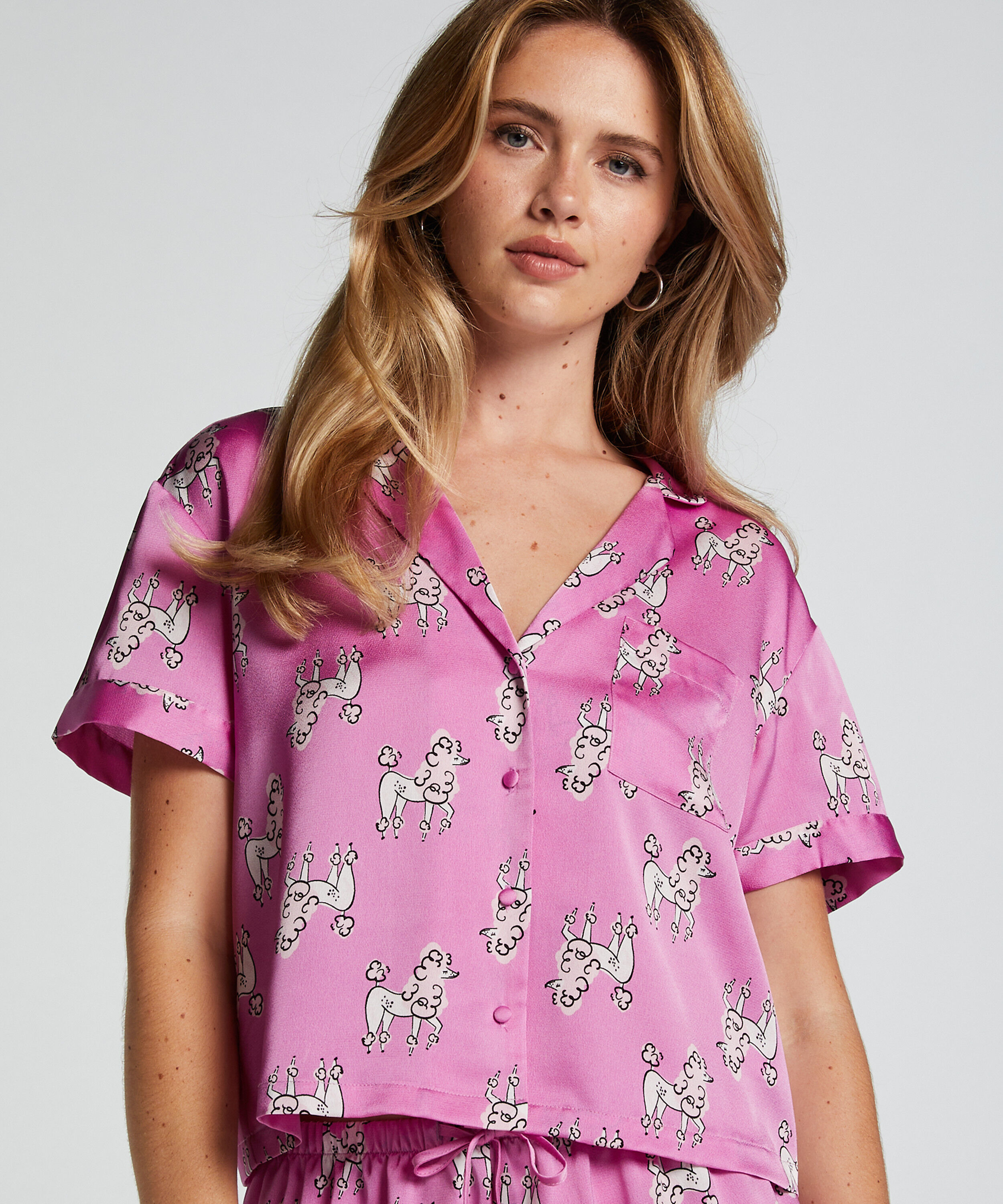 Veste à manches courtes en satin, Violet Veste à manches courtes en satin, Violet