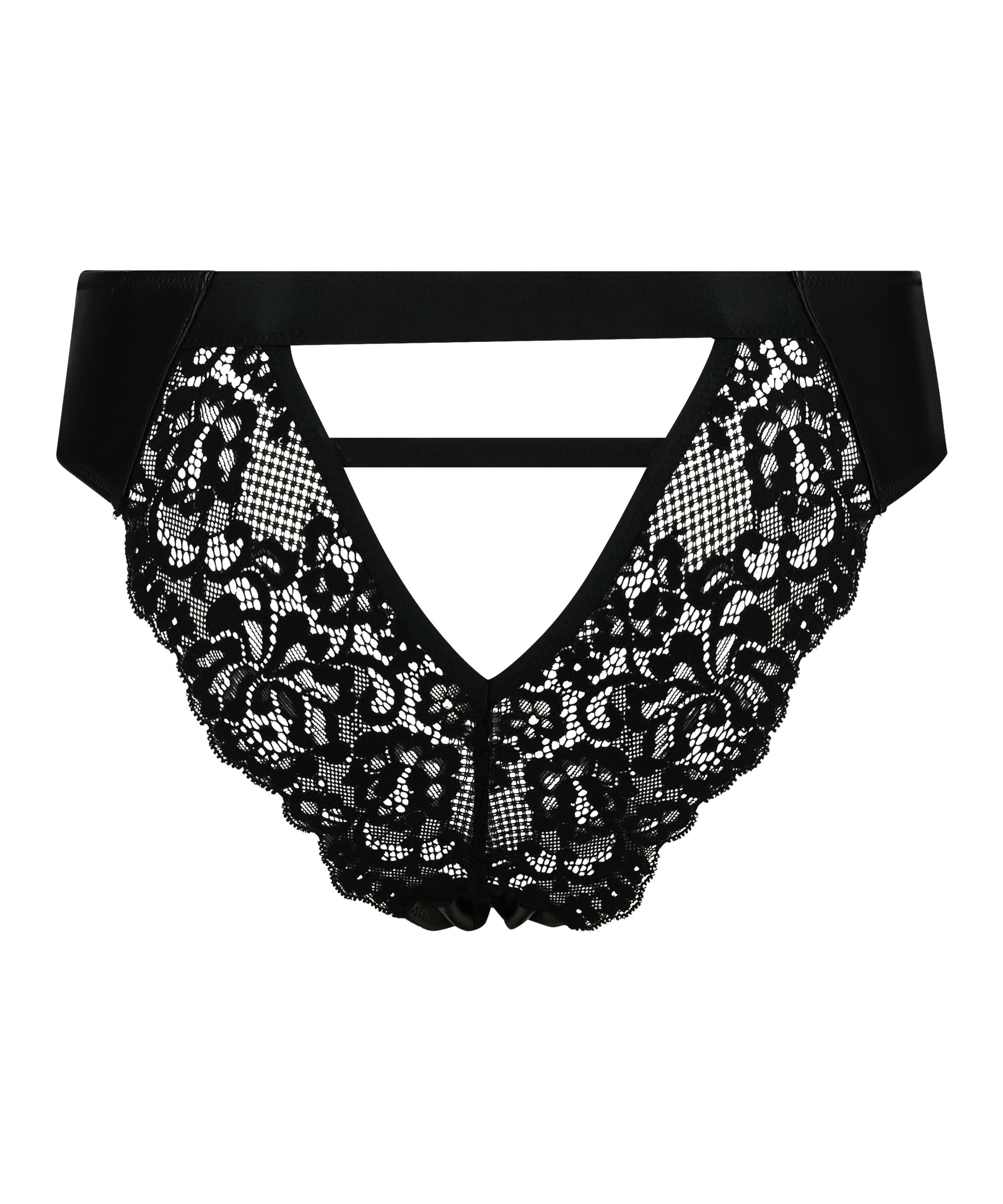 Slip br&eacute;silien ouvert Talia, Noir, main