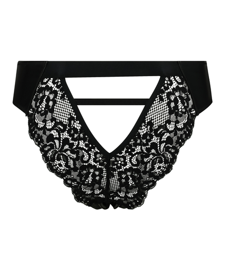 Slip br&eacute;silien ouvert Talia, Noir