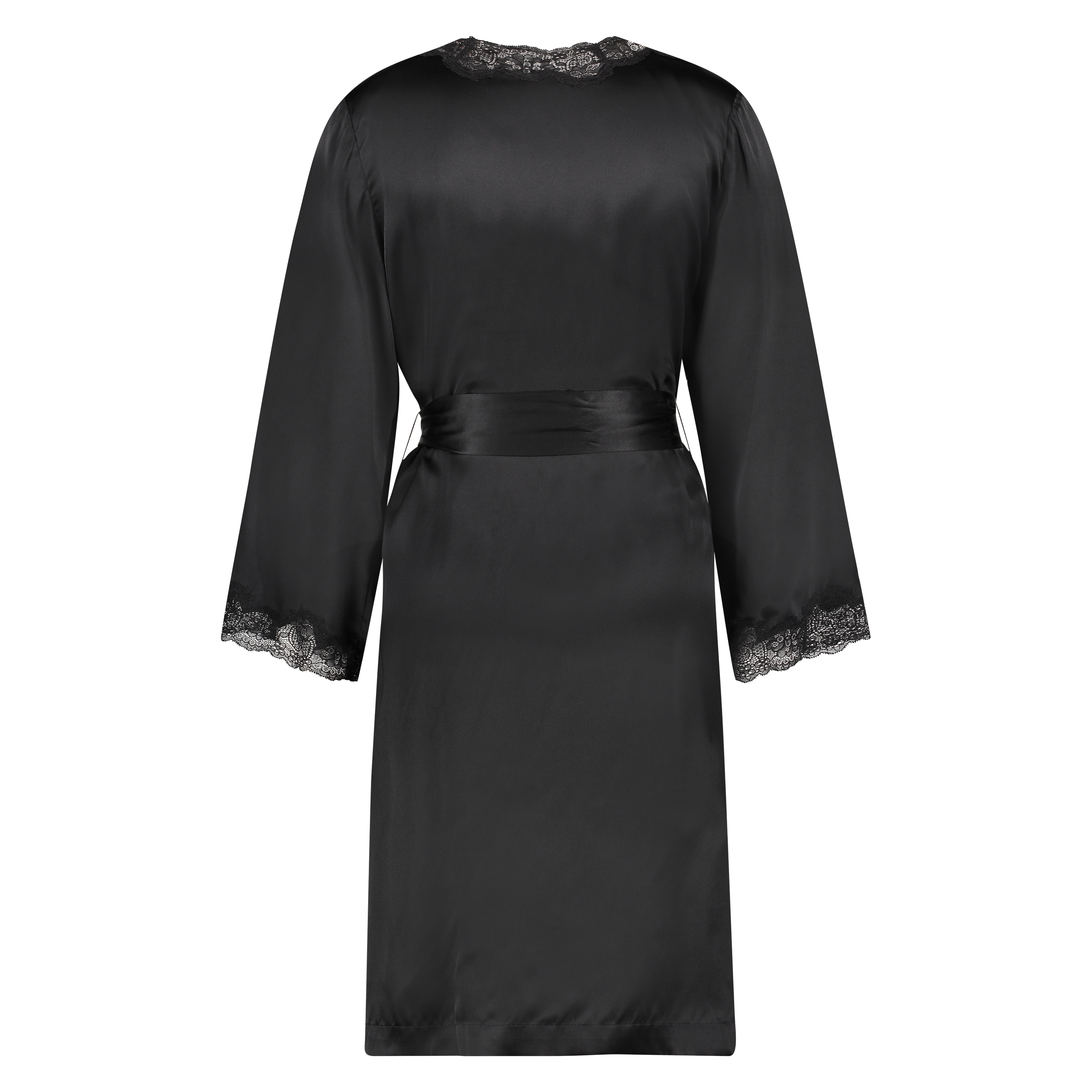 Kimono en dentelle de soie, Noir, main