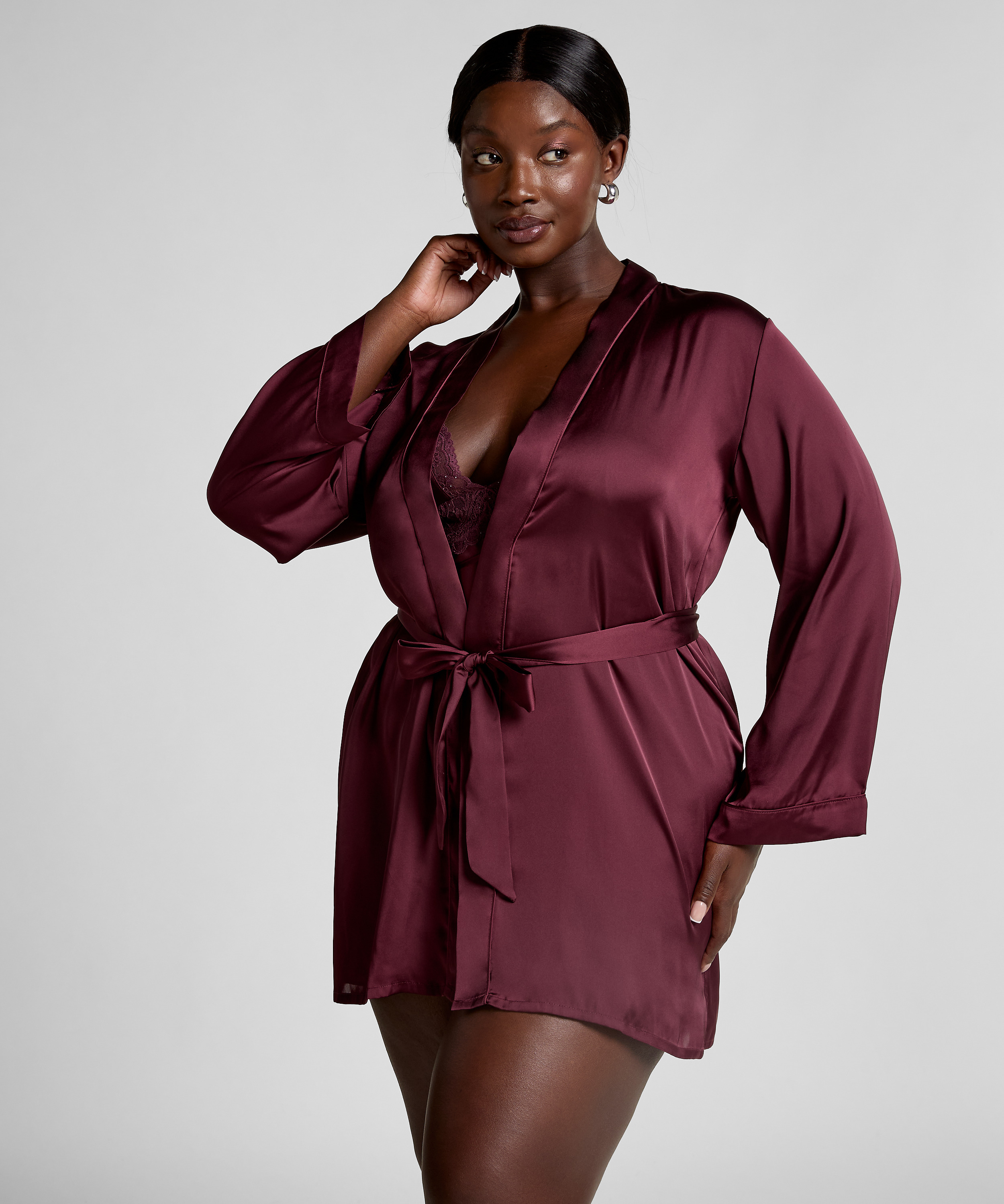 Kimono Satin, Rouge, main