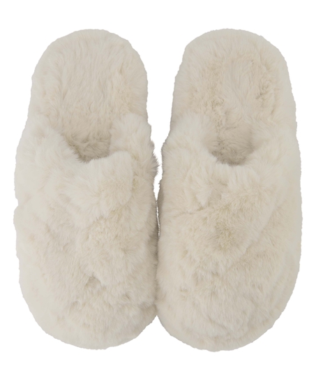Pantoufles Fake Fur, Blanc