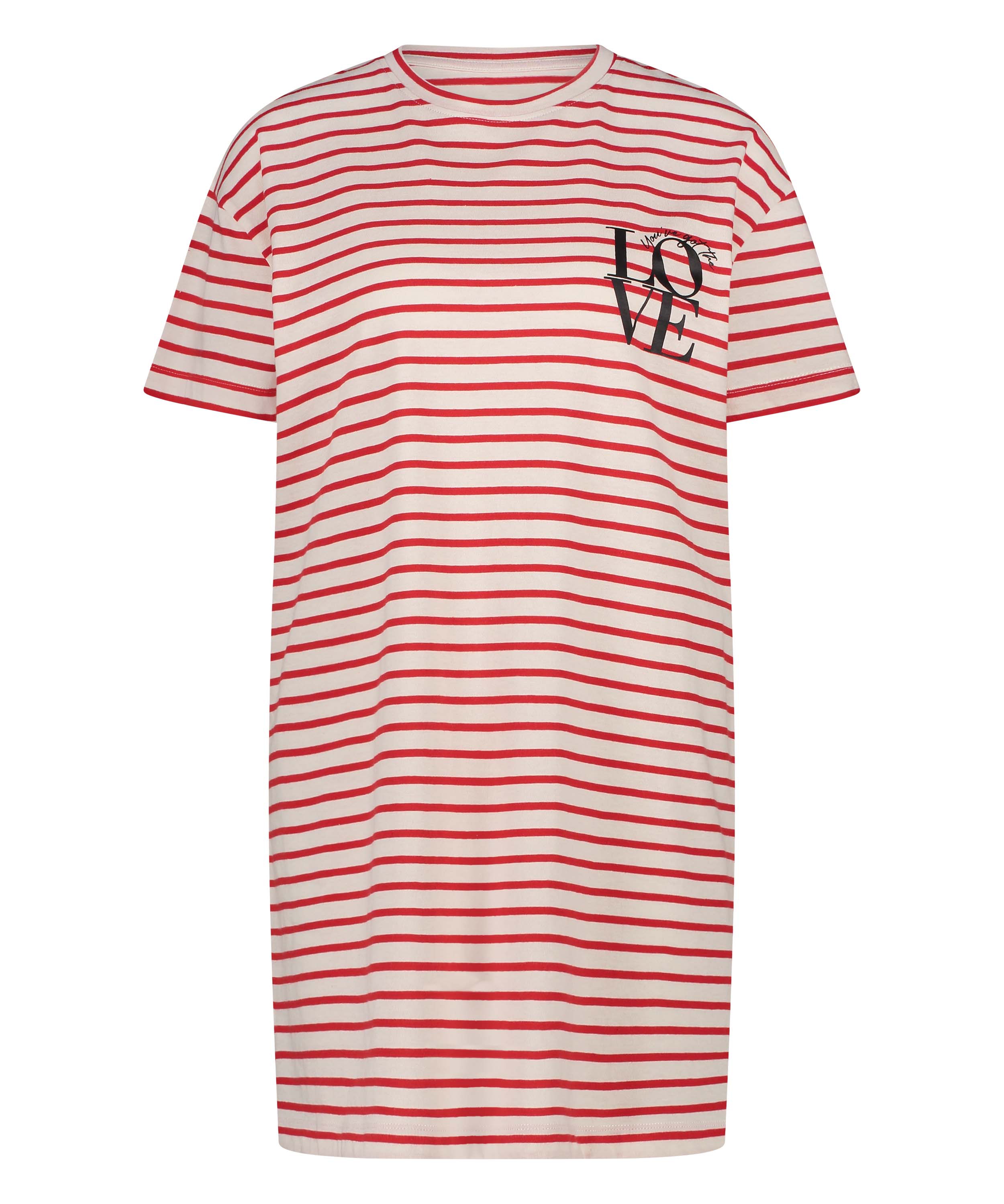 Chemise de nuit col rond, Rouge, main