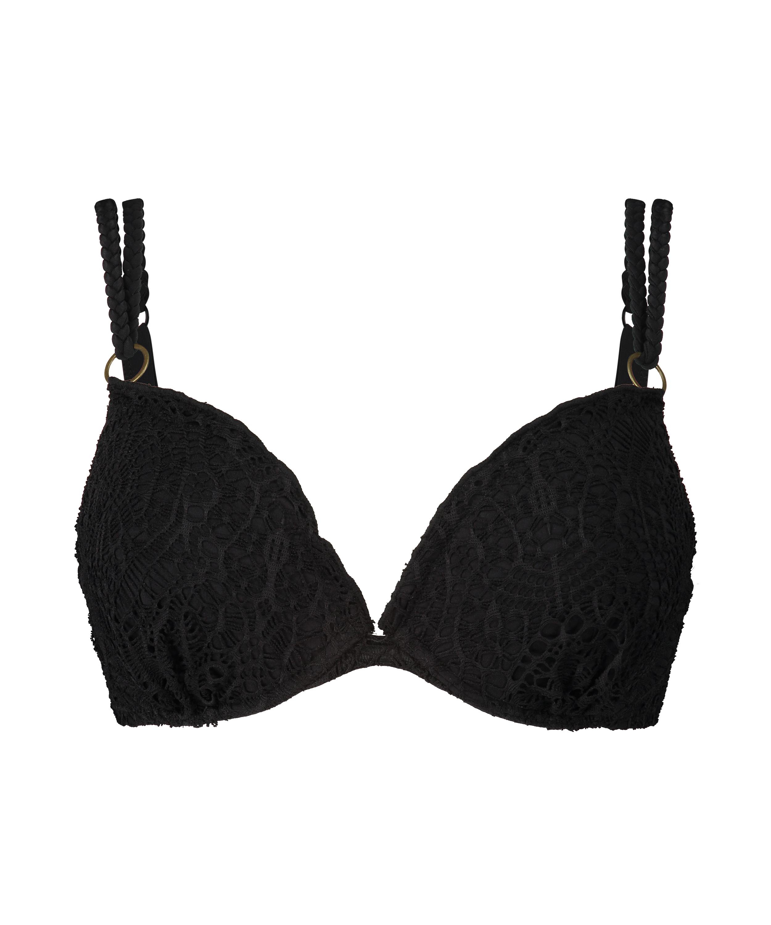 Haut de bikini à armatures préformé à effet push-up Crochet Taille A - E, Noir, main