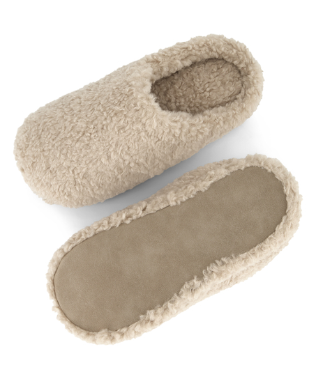 Pantoufles mules Teddy, Beige