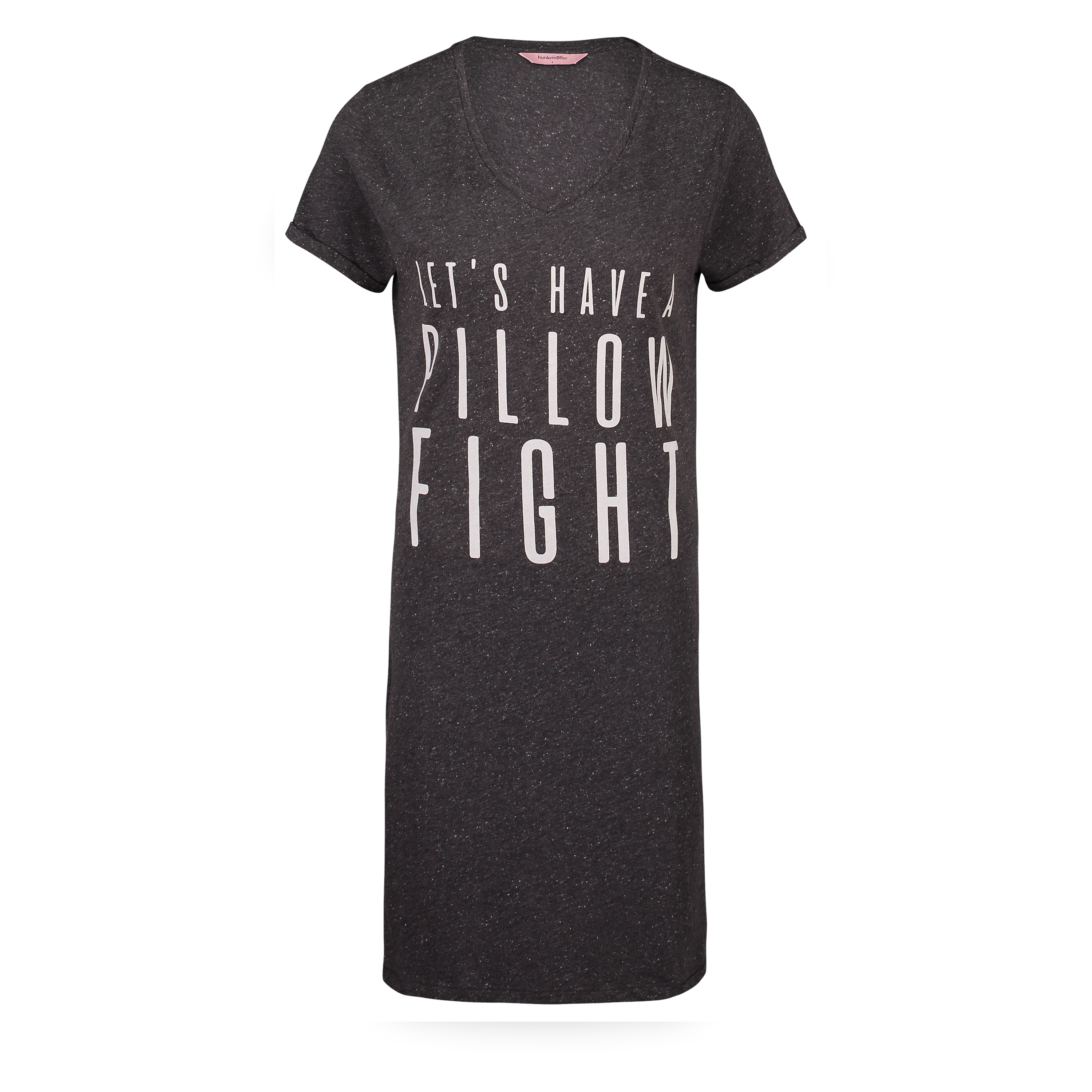 Chemise de nuit col en V, Gris, main