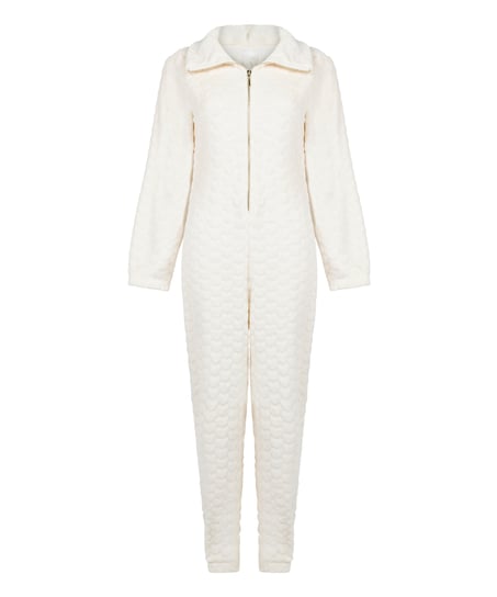 Combinaison de pyjama torsadée à fermeture éclair, Blanc