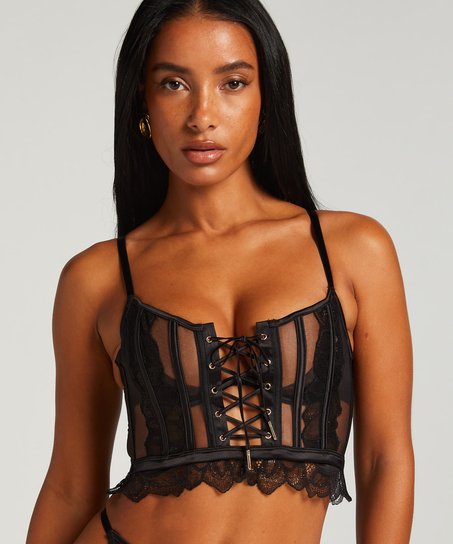 Soutien-gorge à armatures préformé longline Cierra, Noir