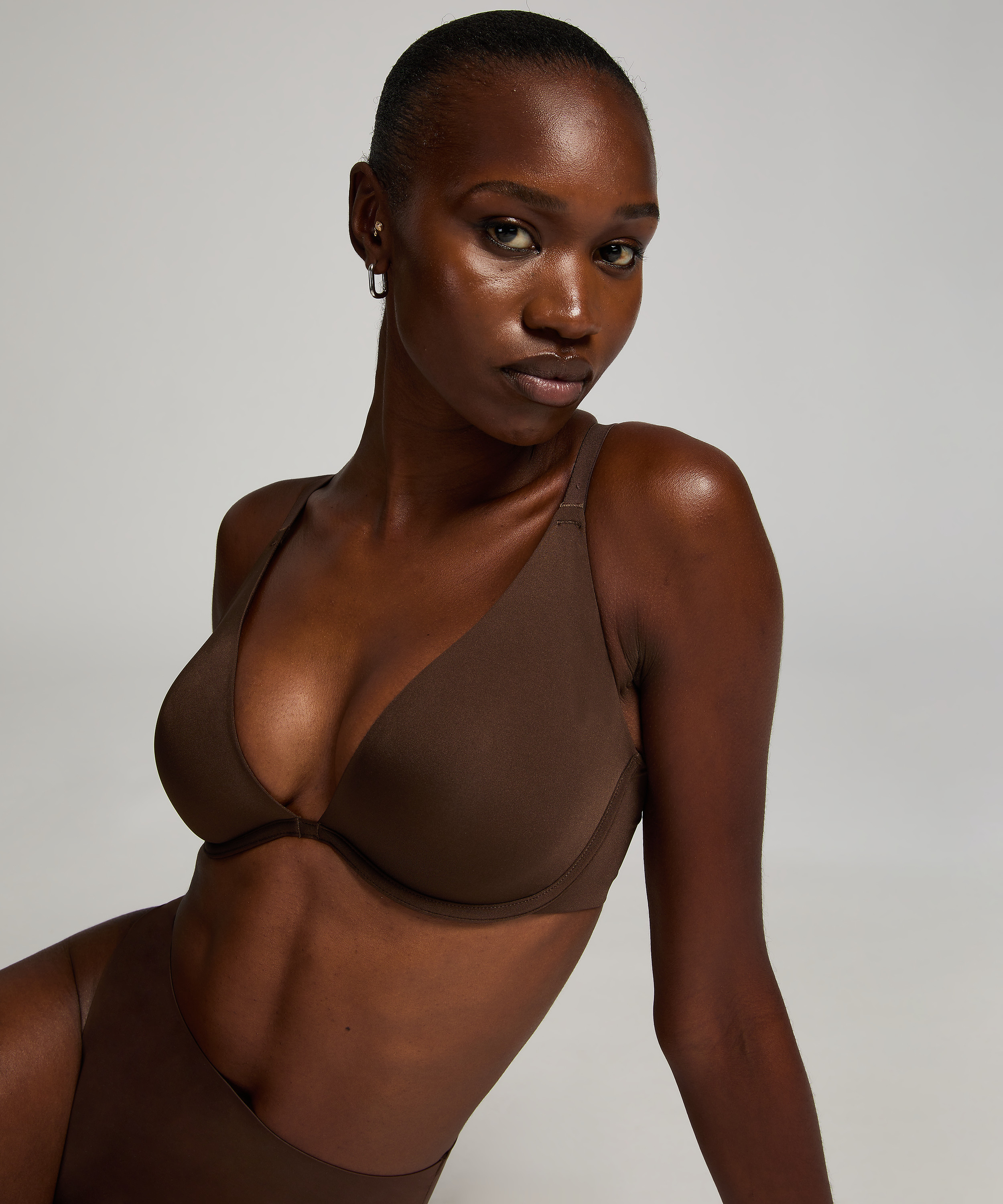 Soutien-gorge à armatures non-préformé Smooth, Marron, main