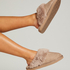 Pantoufles mules Teddy, Marron