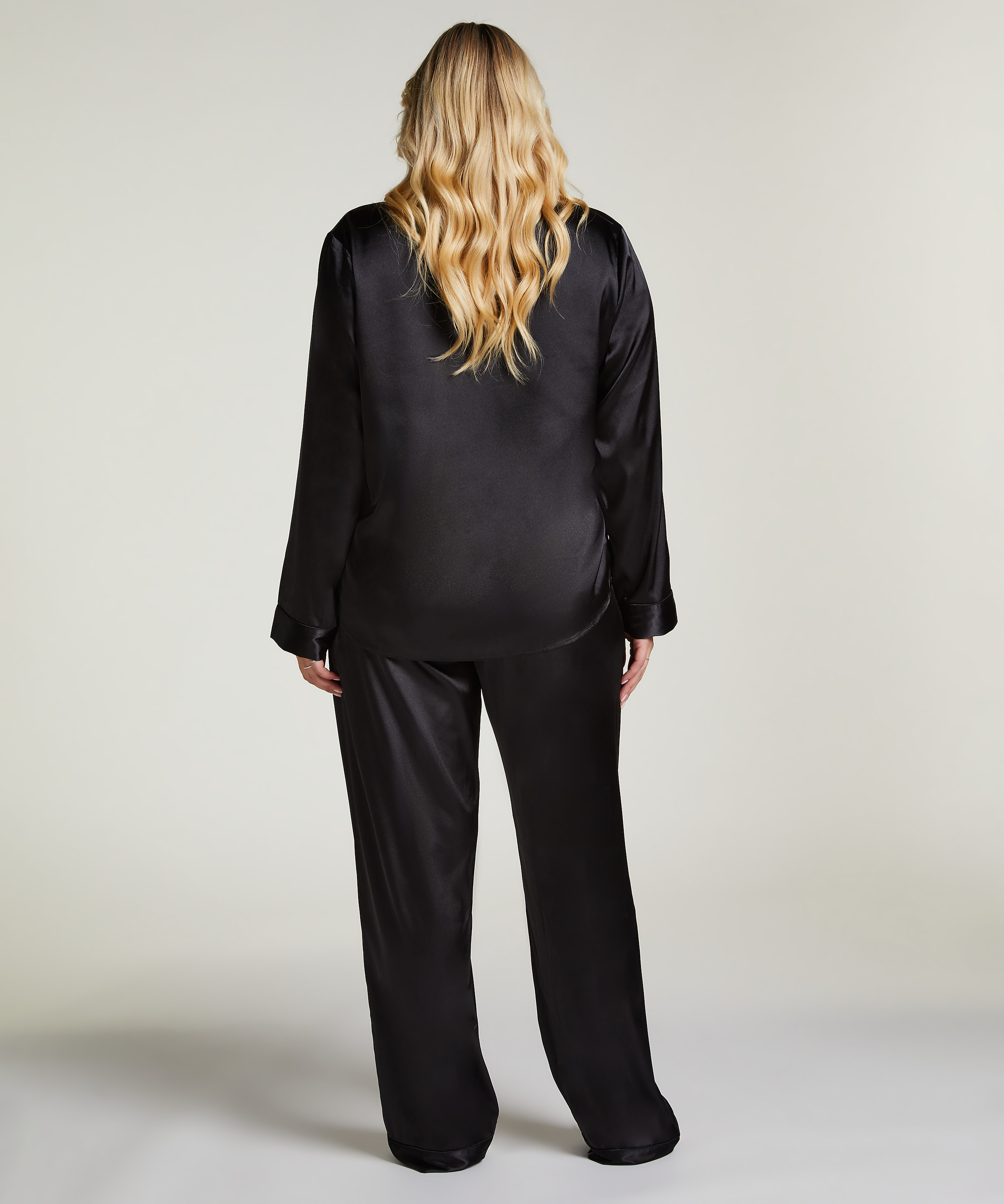 Pantalon Satin, Noir, main