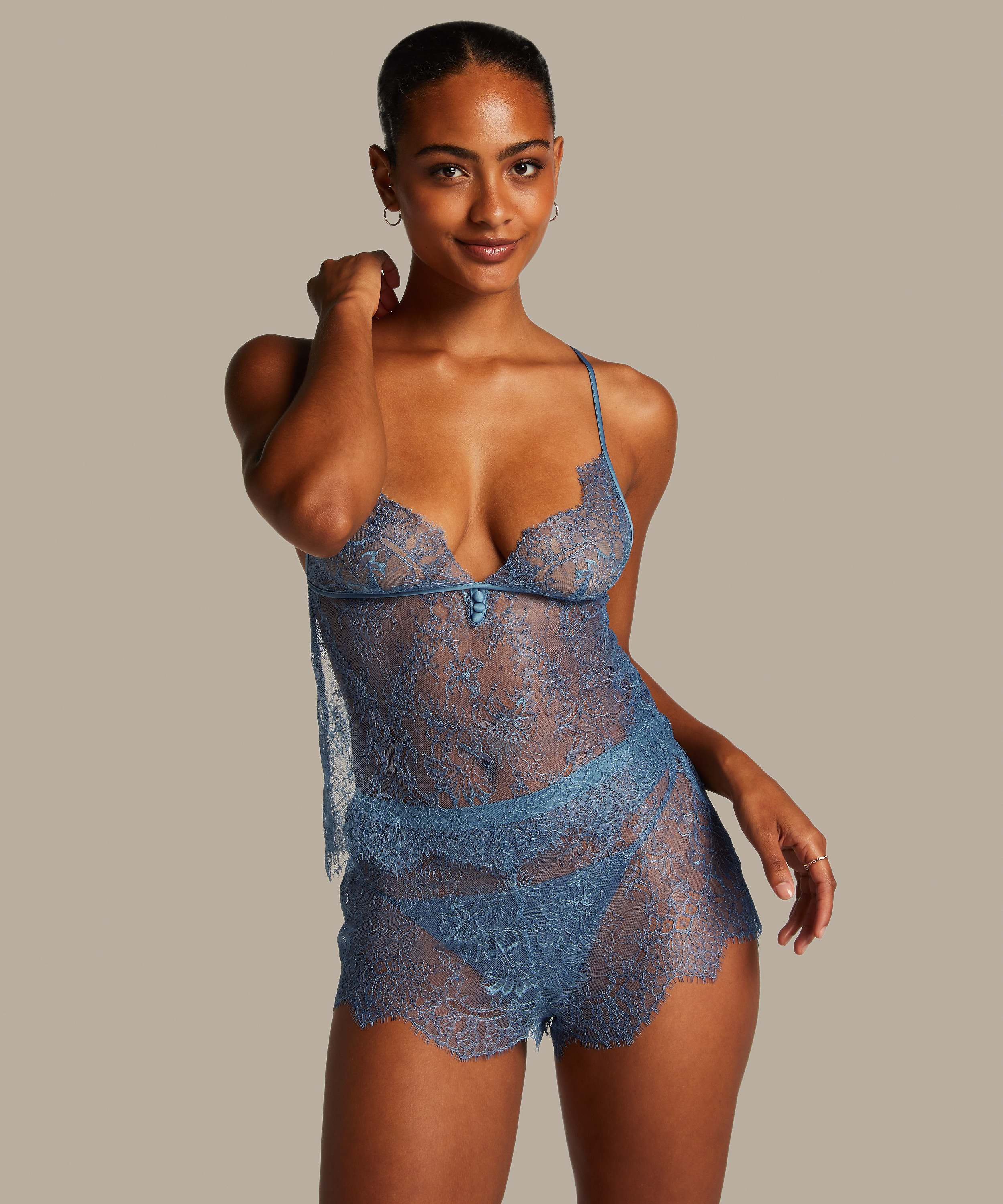Camisole Lace Delphine, Bleu, main