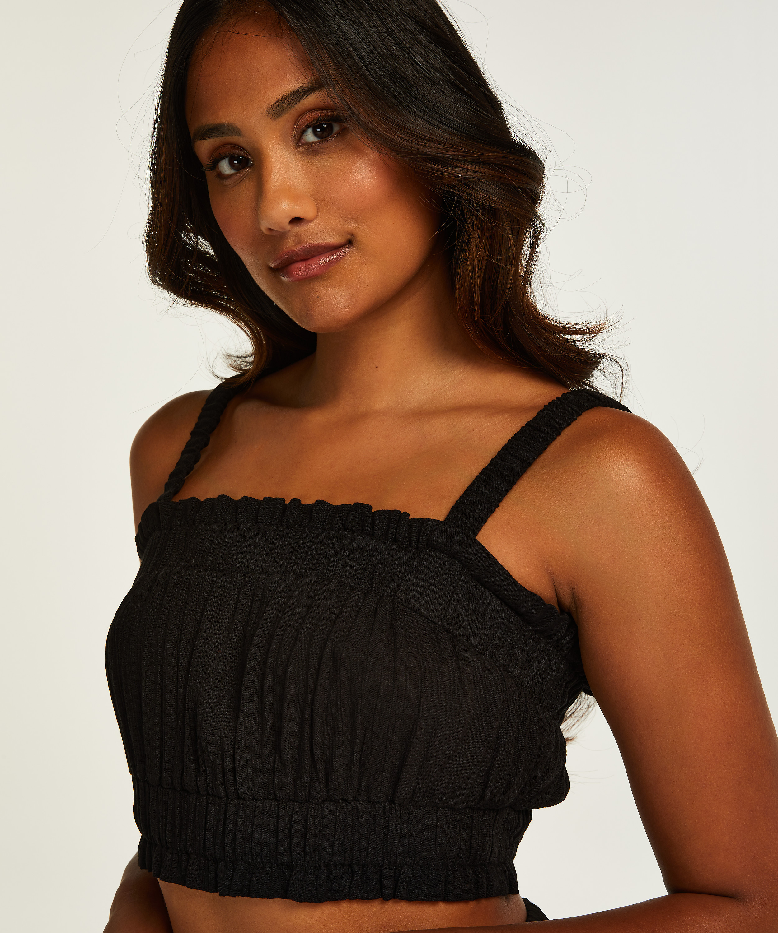 Top court Ruched, Noir, main