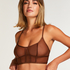 Brassière longline Sexy Mesh, Marron