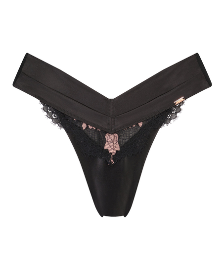 String taille extra basse Daphne, Noir