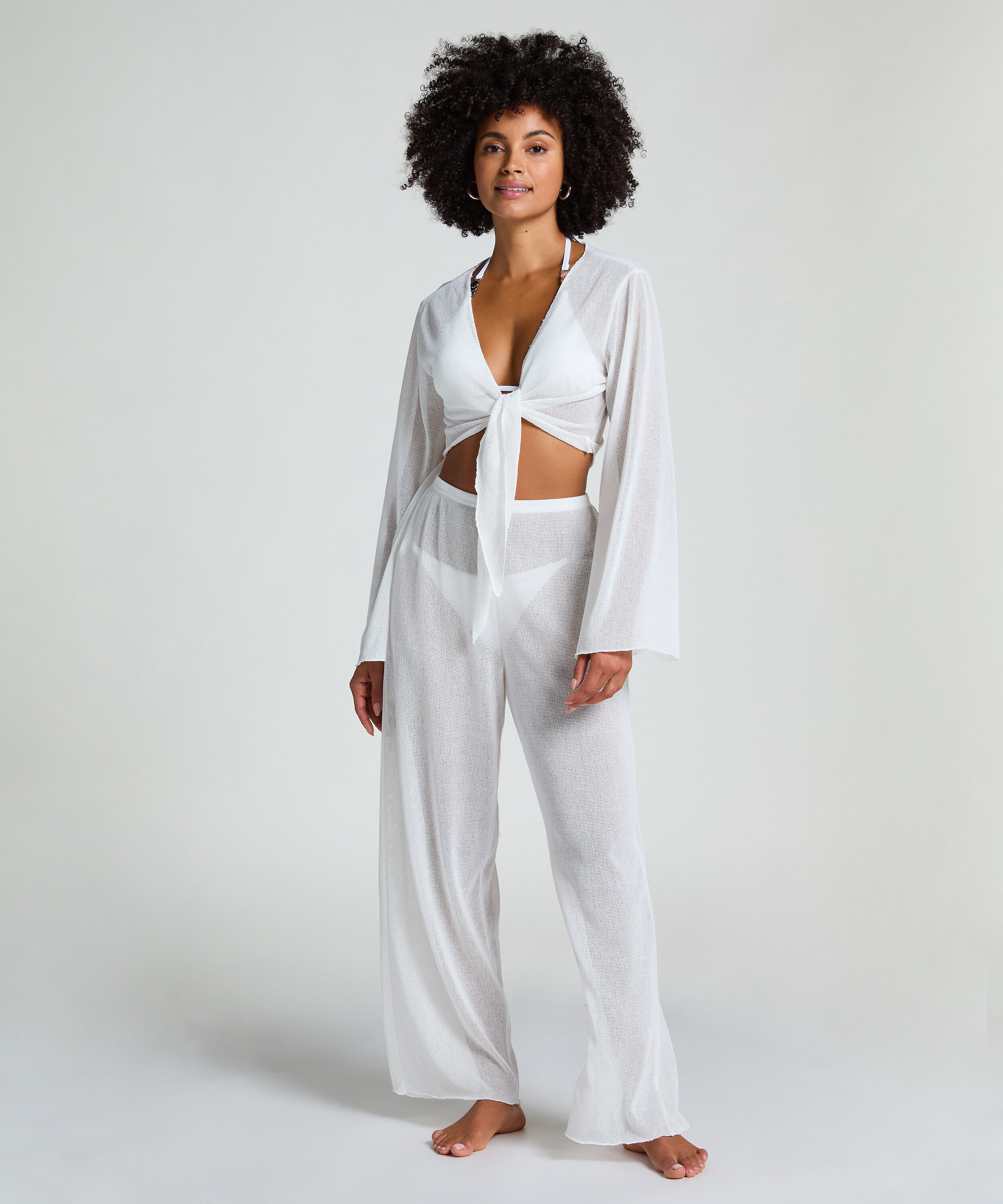 Pantalon de plage en maille, Blanc Pantalon de plage en maille, Blanc