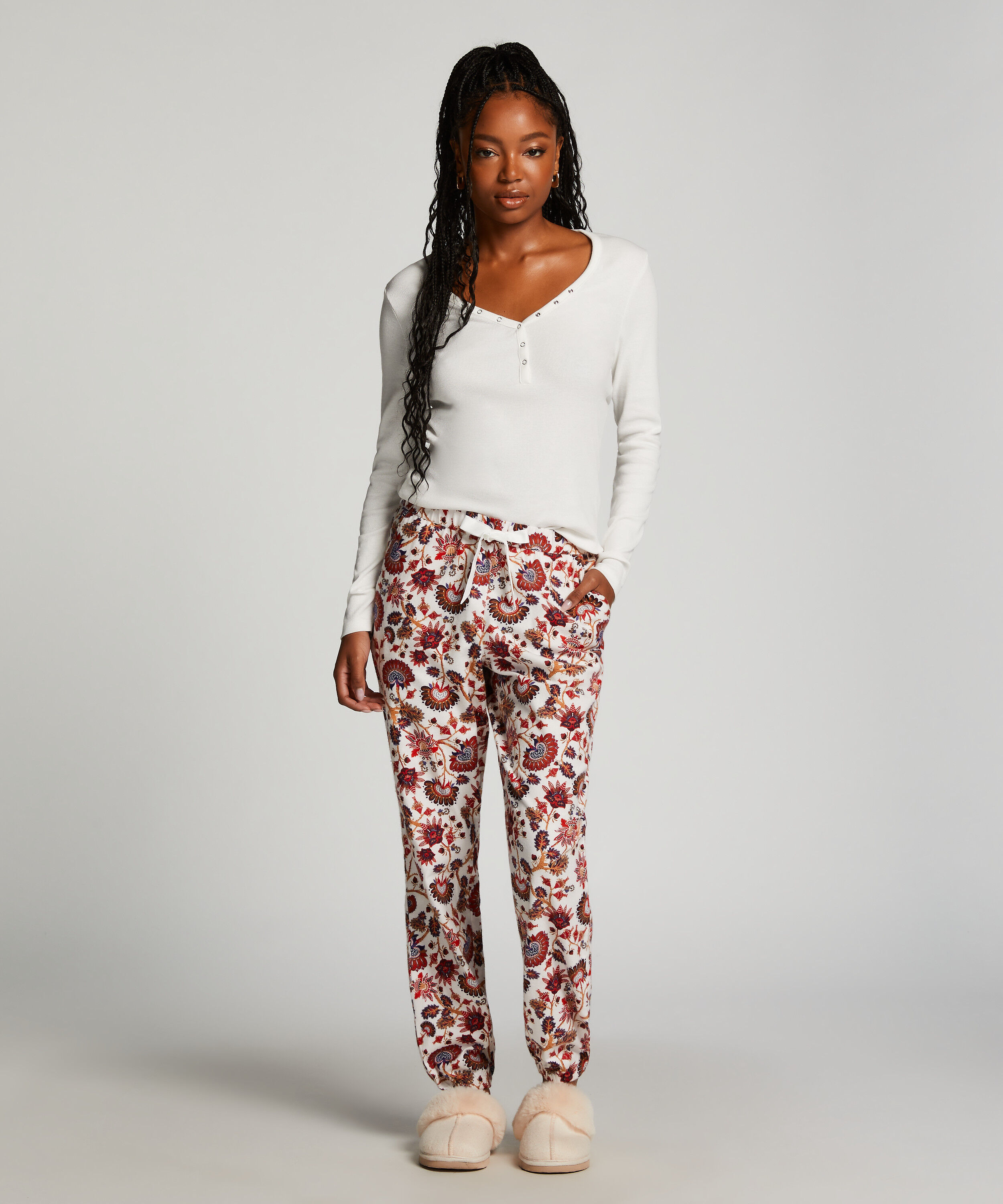 Pantalon de Pyjama Flanel, Blanc
