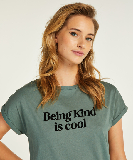 Chemise de nuit &agrave; encolure arrondie, Vert