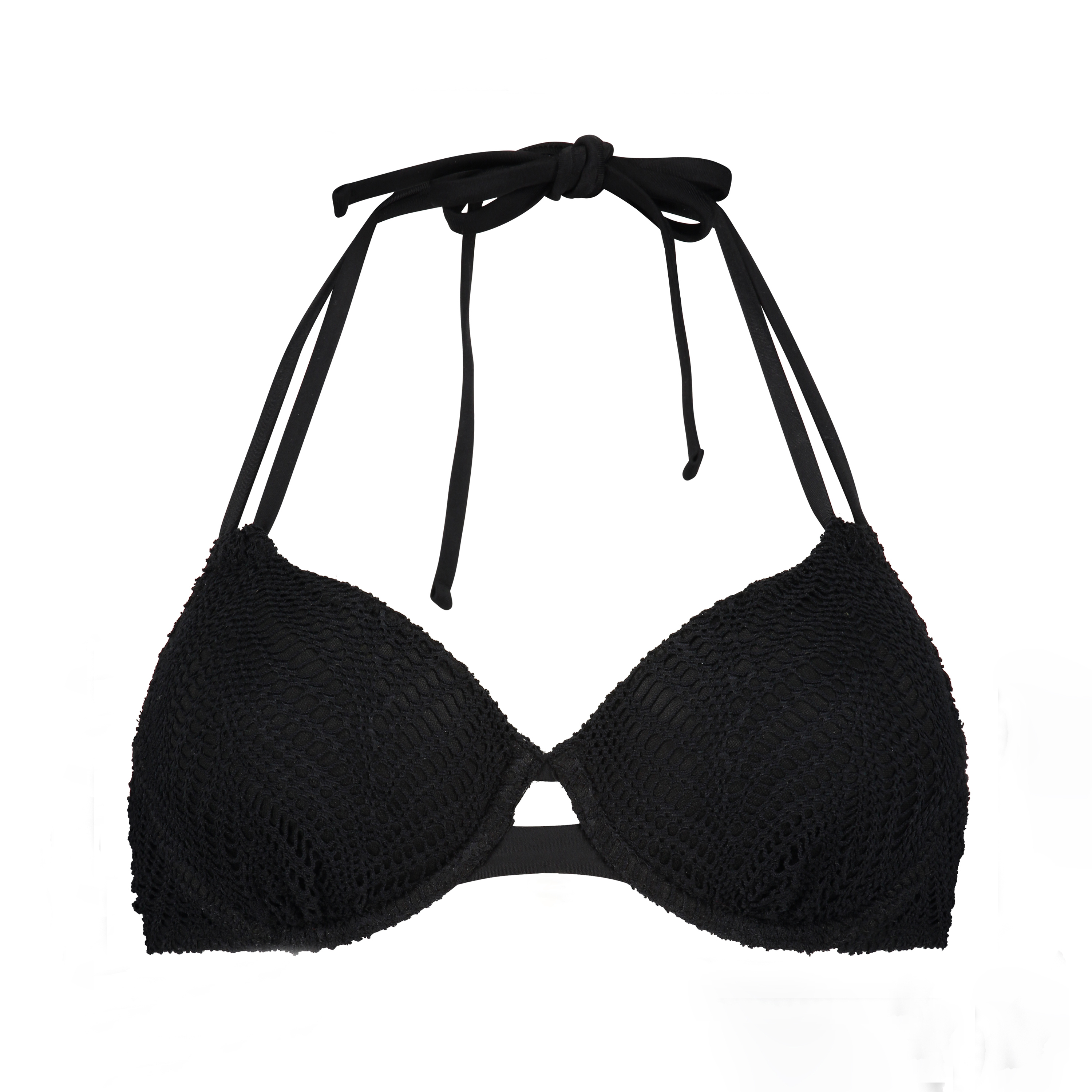 Crochet Bikini Top, Noir, main