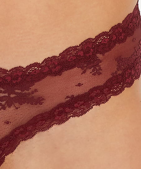 Slip br&eacute;silien V-shape mesh, Rouge