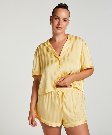 Veste à manches courtes en satin, Jaune