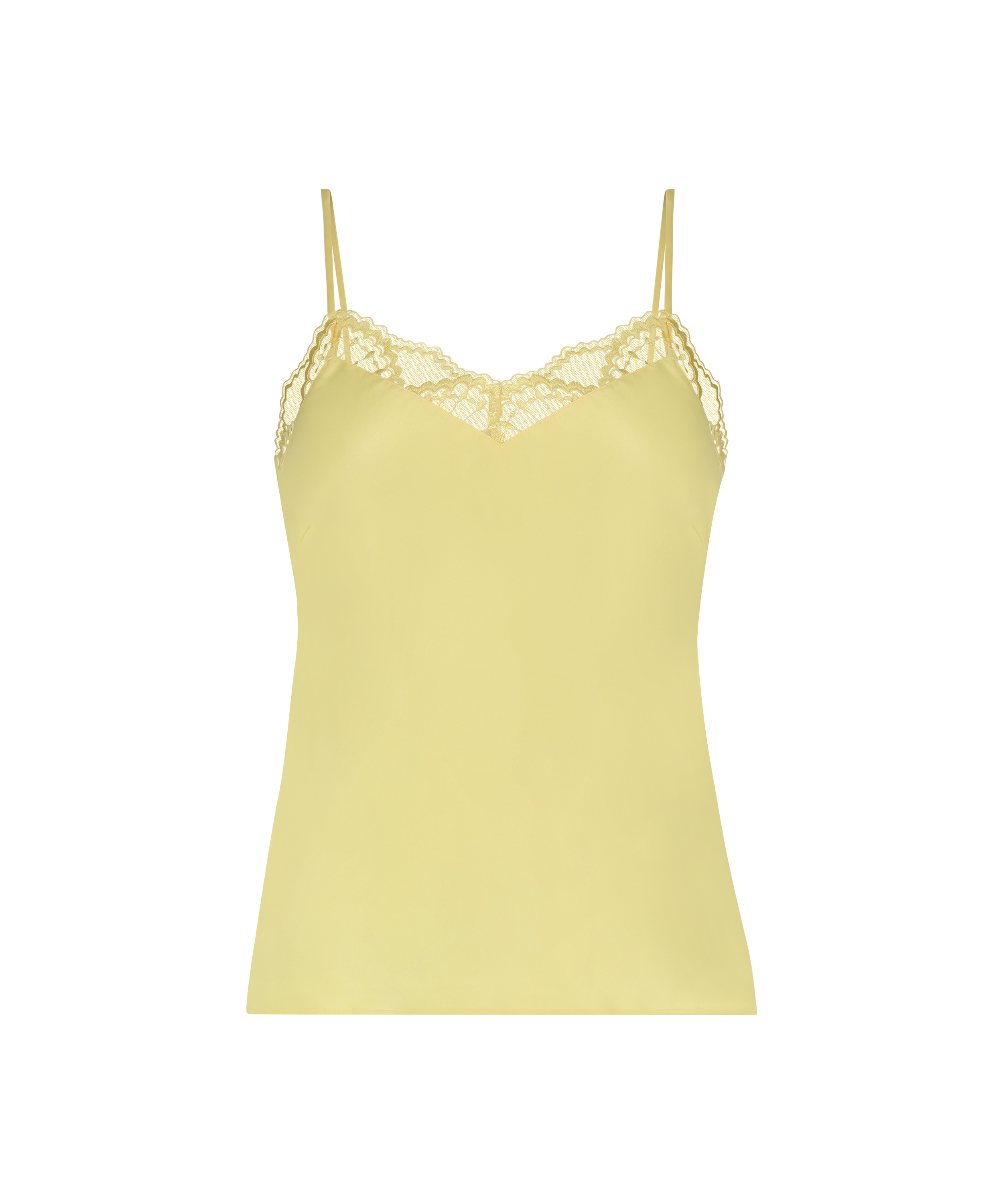 Haut de camisole Satin Dentelle, Jaune, main