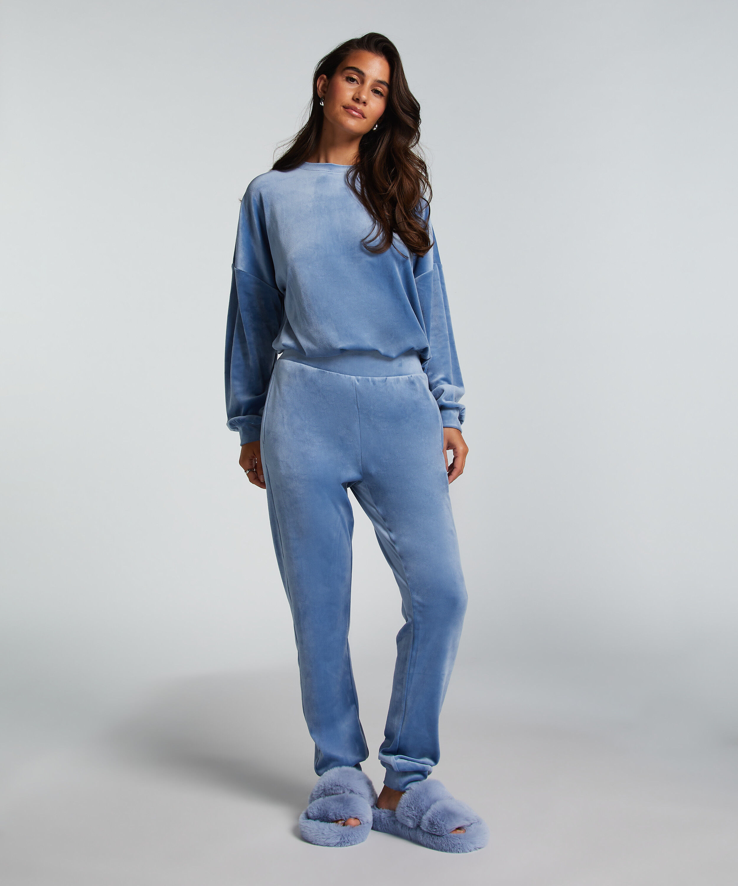 Pantalon de jogging Velours, Bleu