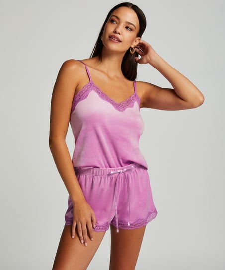 Camisole velours Dentelle, Rose