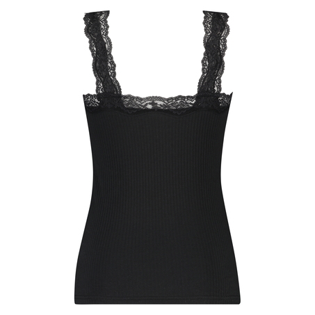 Camisole dentelle Top Rib, Noir
