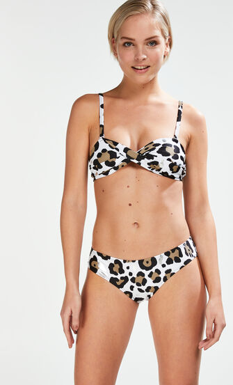 Top de bikini bandeau Animal, Blanc