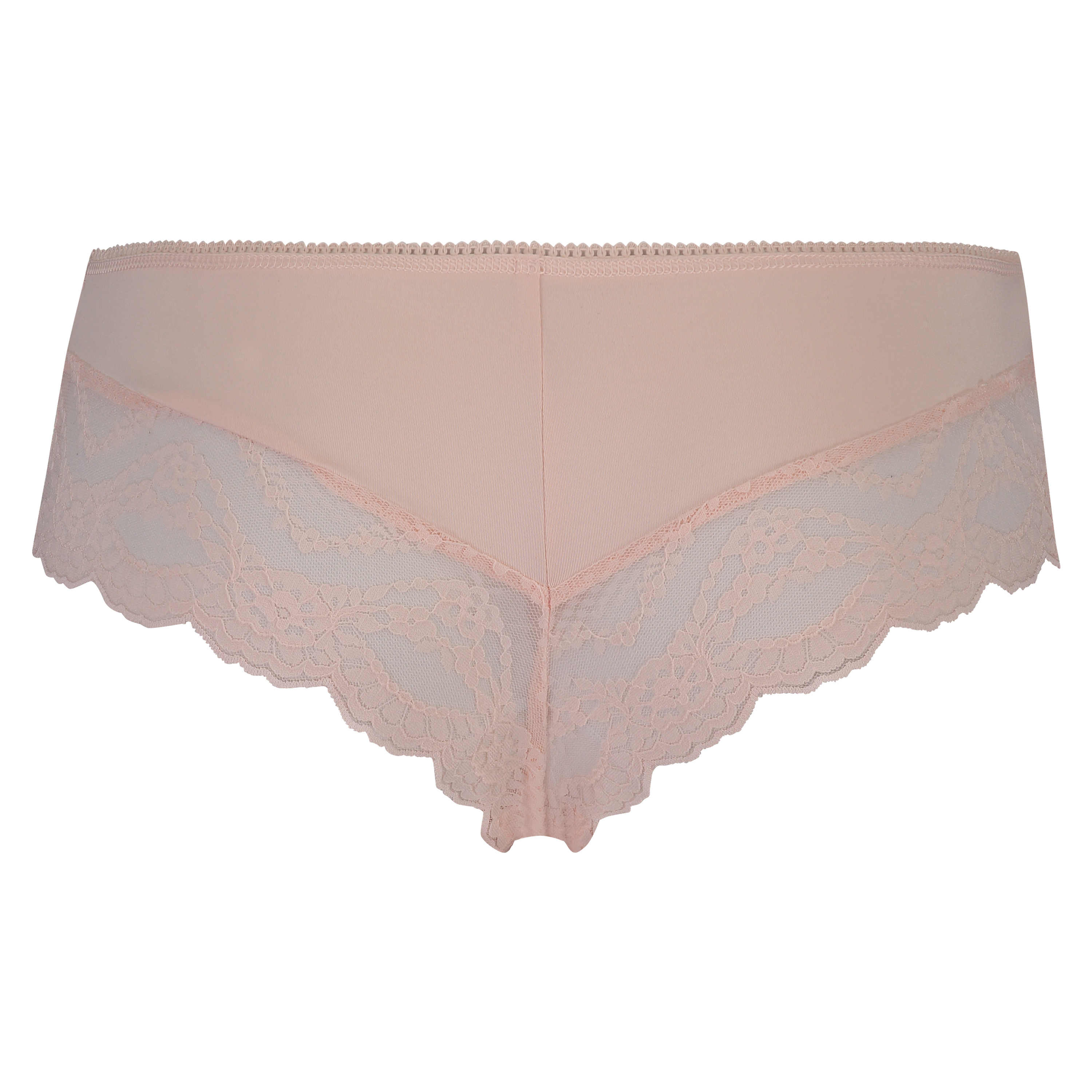 Slip brésilien en dentelle à froufrous Micro Contrast, Rose, main