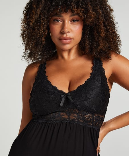 Nuisette Nora dentelle, Noir