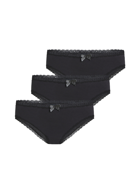 Lot de 3 shorts brésiliens en coton Georgia, Noir