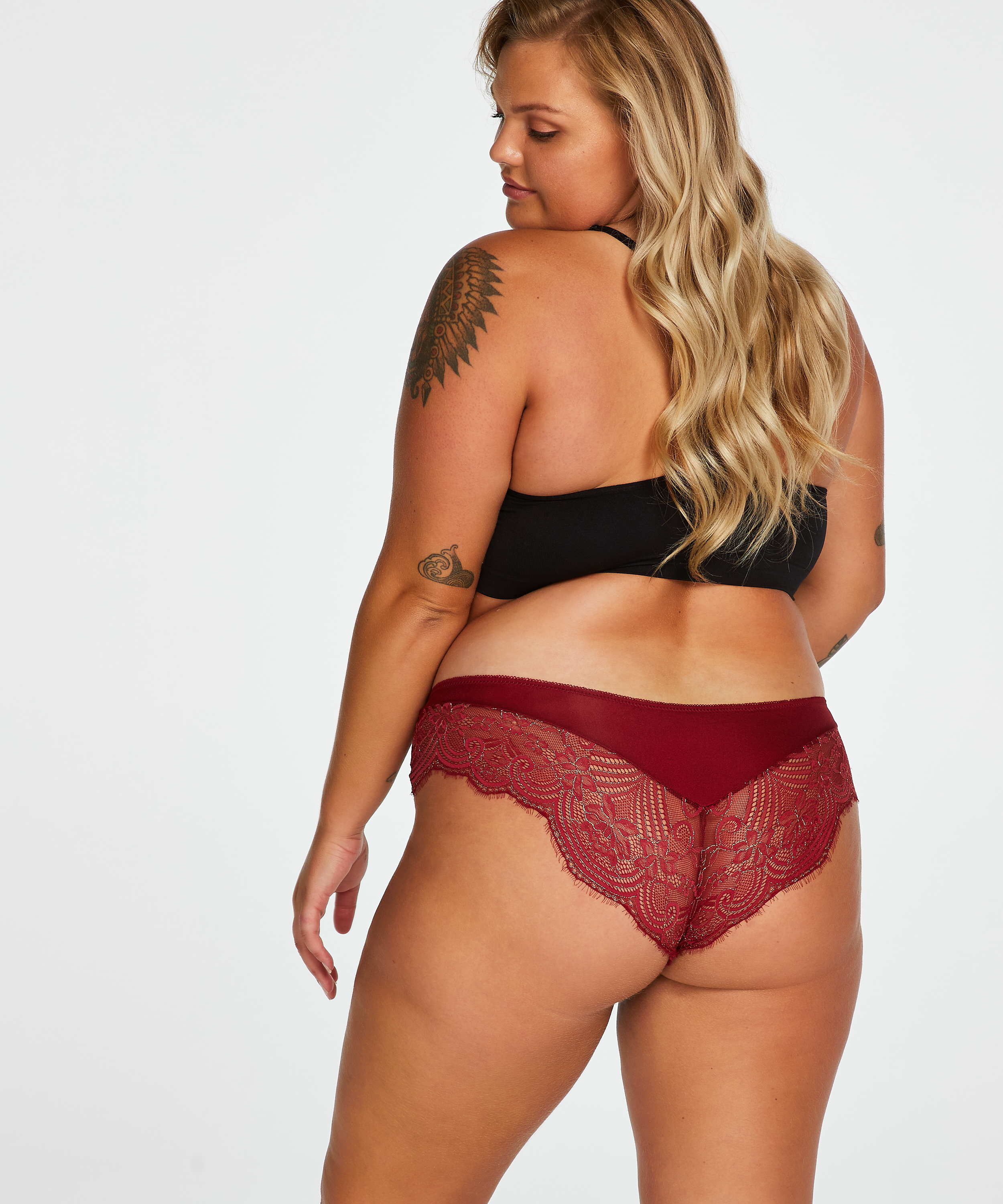 Slip brésilien short Selena, Rouge, main