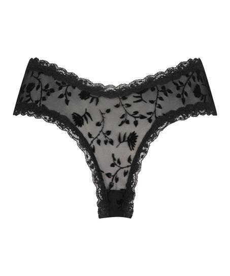 Slip brésilien V-shape mesh, Noir