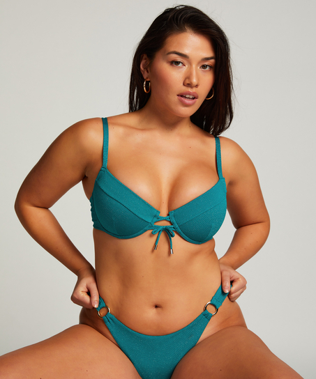 Slip de Bikini Échancrés Relief, Vert