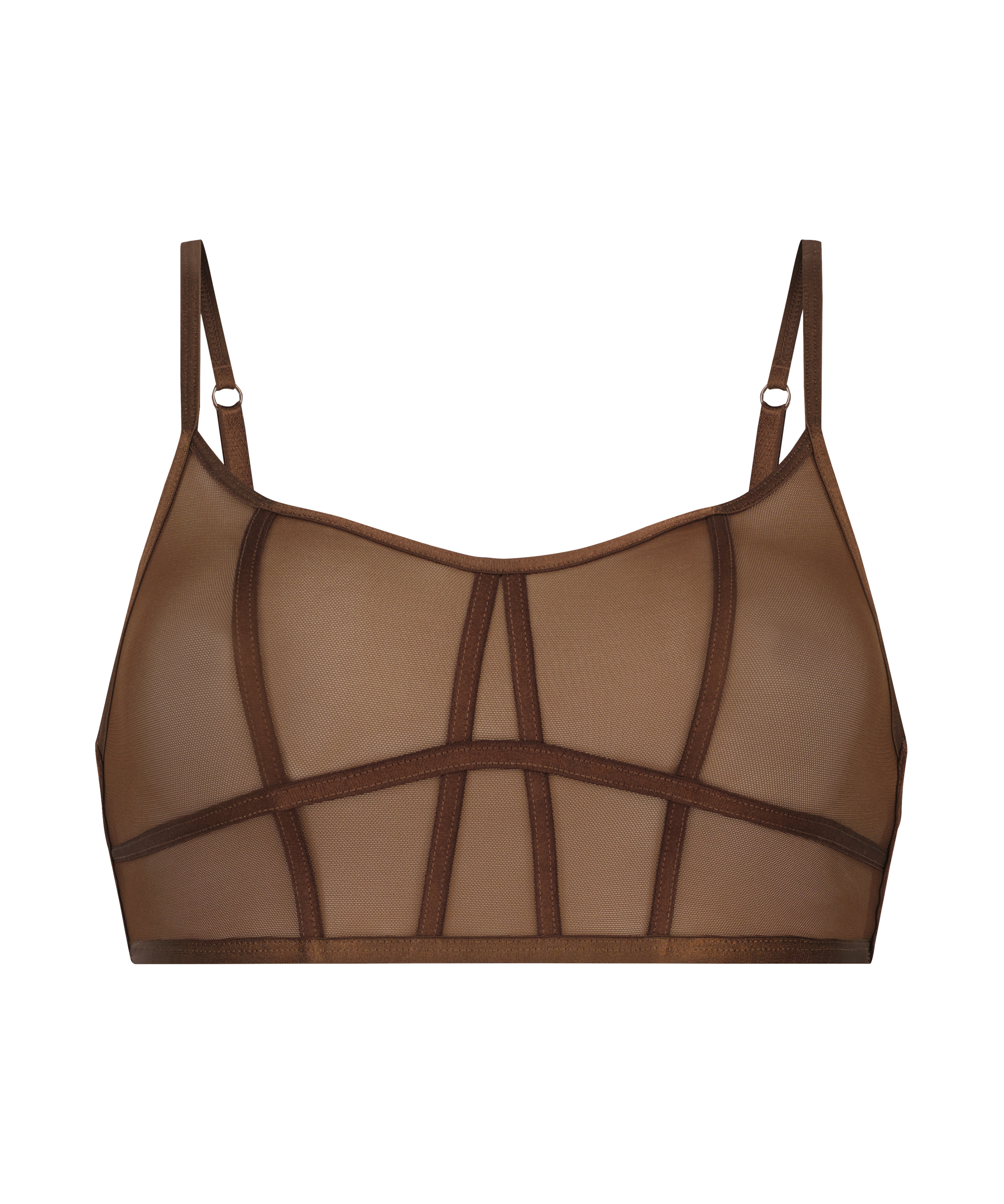 Brassière longline Sexy Mesh, Marron, main
