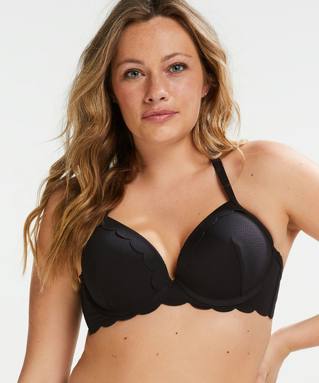 Haut de bikini &agrave; armatures pr&eacute;form&eacute; Scallop Taille E +, Noir