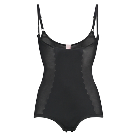 Body sculptant en dentelle festonn&eacute;e - Level 3, Noir